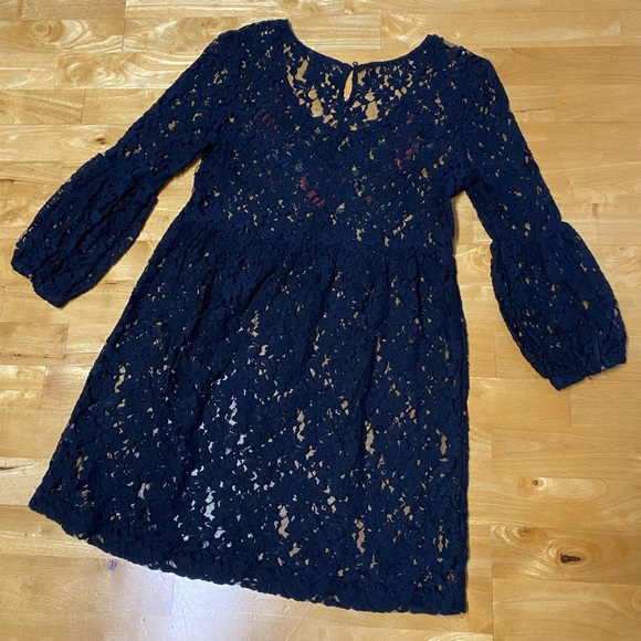 Forever 21 Black Lace Dress Overlay with cross-stitch red rose design - Picture 16 of 16